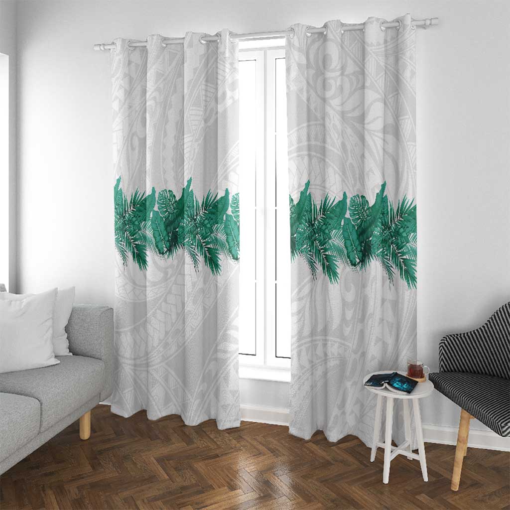 Hawaii Tropical Leaves Window Curtain Polynesian Pattern LT01 With Grommets White - Polynesian Pride