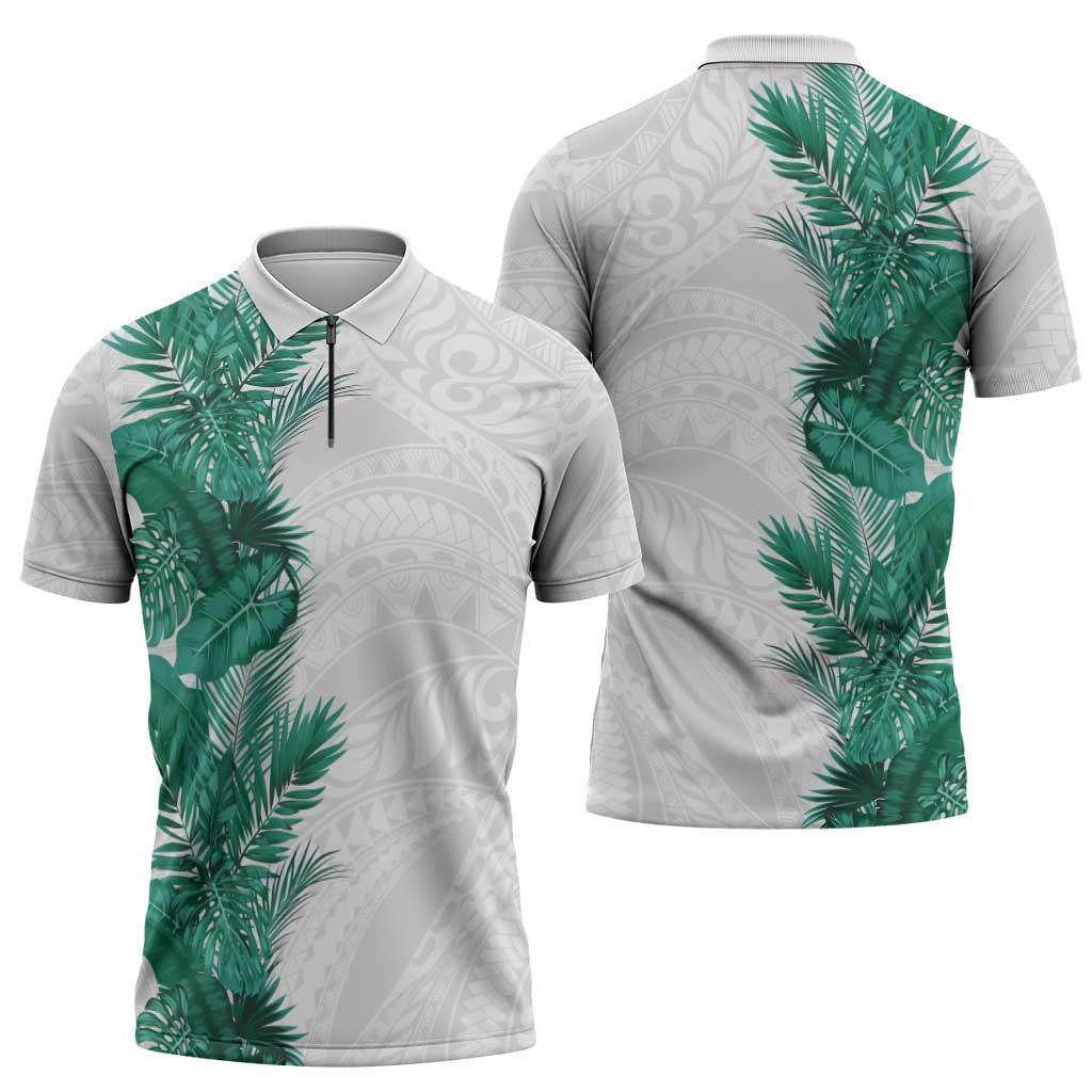 Hawaii Tropical Leaves Zipper Polo Shirt Polynesian Pattern LT01 - Polynesian Pride