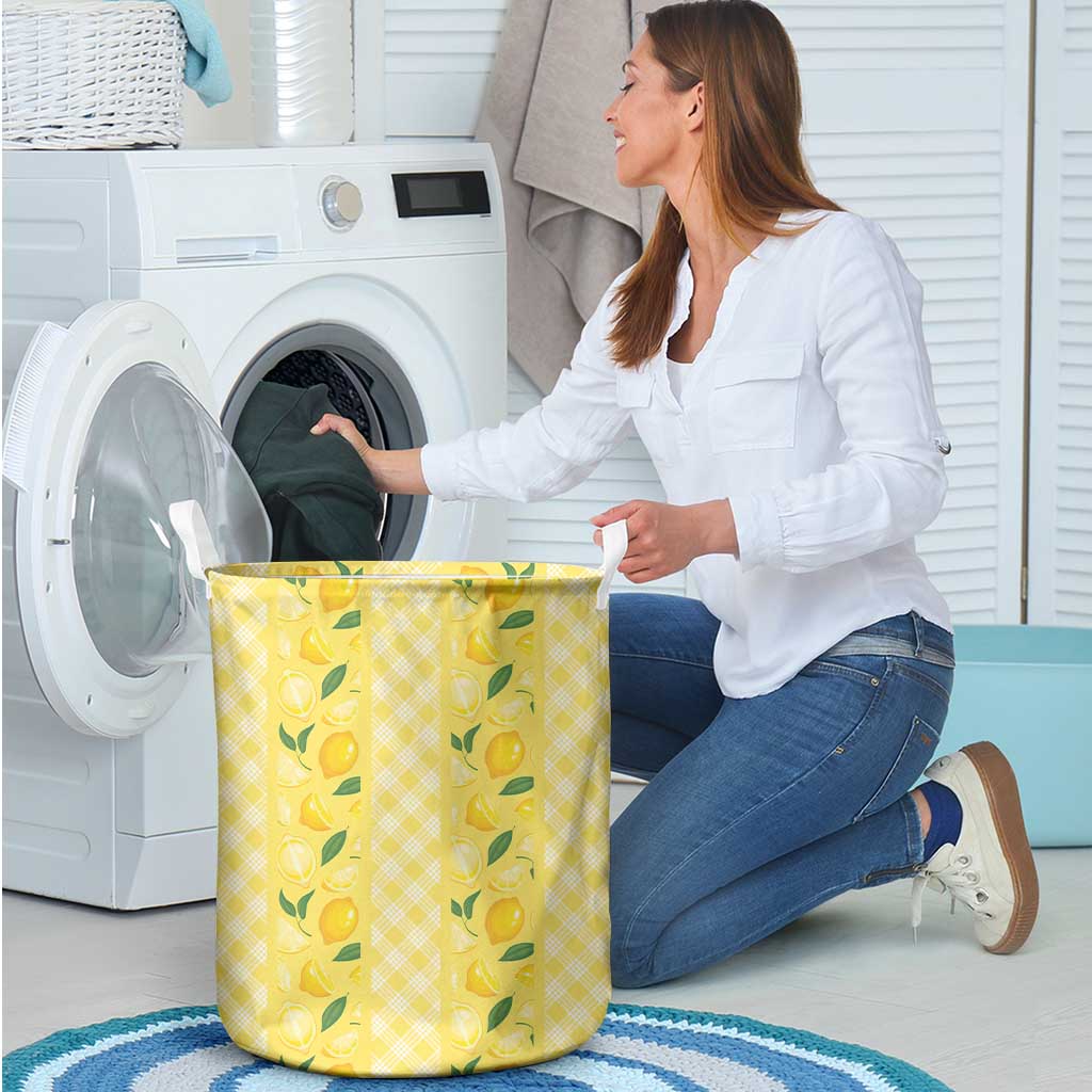 Hawaii Lemon Palaka Laundry Basket Striped Stylized LT01 - Polynesian Pride