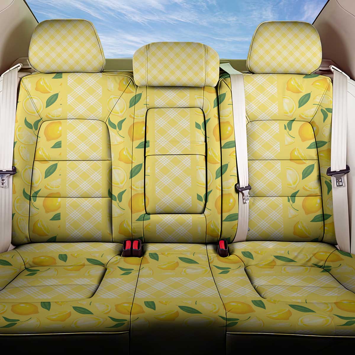 Hawaii Lemon Palaka Back Car Seat Cover Striped Stylized LT01 One Size Yellow - Polynesian Pride