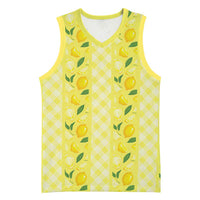 Hawaii Lemon Palaka Basketball Jersey Striped Stylized LT01 Unisex Yellow - Polynesian Pride