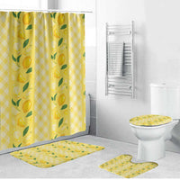 Hawaii Lemon Palaka Bathroom Set Striped Stylized LT01 Bathroom Set (4 pcs) Yellow - Polynesian Pride
