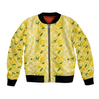Hawaii Lemon Palaka Bomber Jacket Striped Stylized LT01 Unisex Yellow - Polynesian Pride