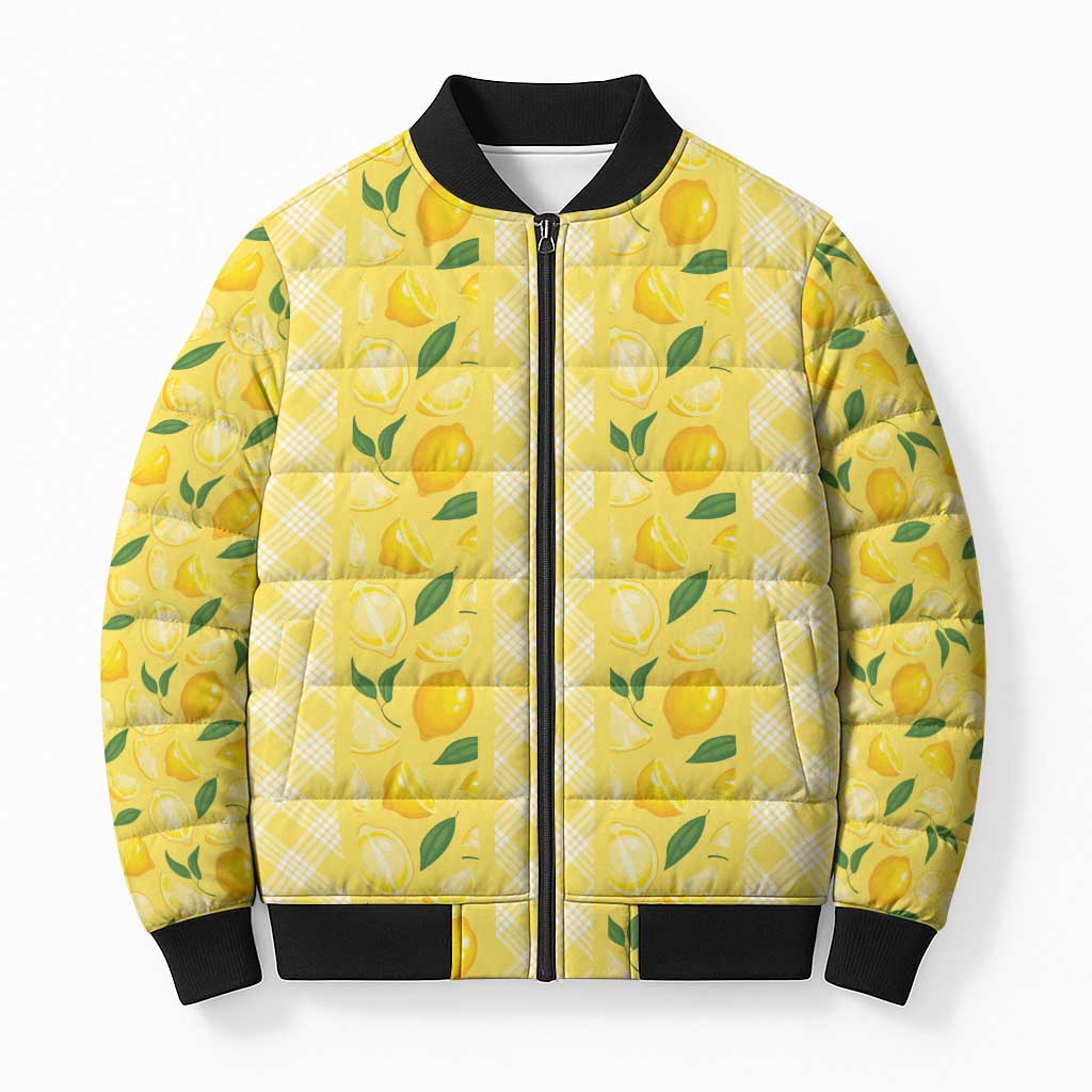 Hawaii Lemon Palaka Bomber Puffer Jacket Striped Stylized