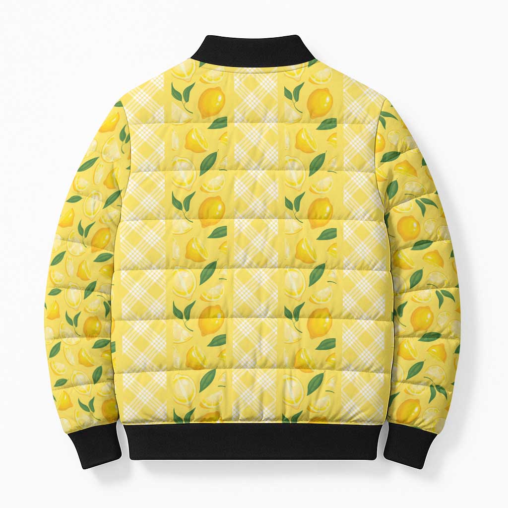 Hawaii Lemon Palaka Bomber Puffer Jacket Striped Stylized