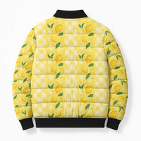 Hawaii Lemon Palaka Bomber Puffer Jacket Striped Stylized