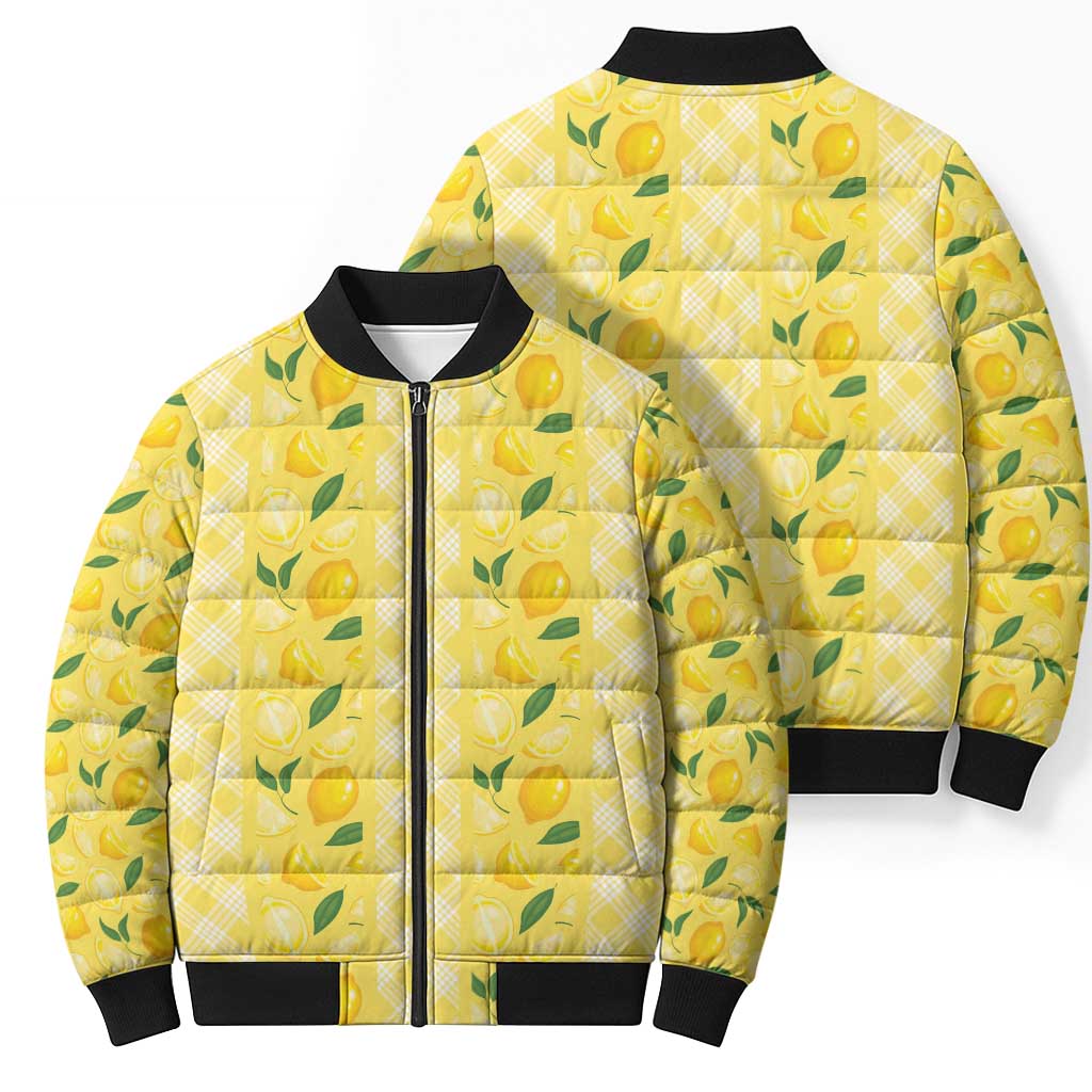 Hawaii Lemon Palaka Bomber Puffer Jacket Striped Stylized