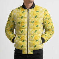 Hawaii Lemon Palaka Bomber Puffer Jacket Striped Stylized