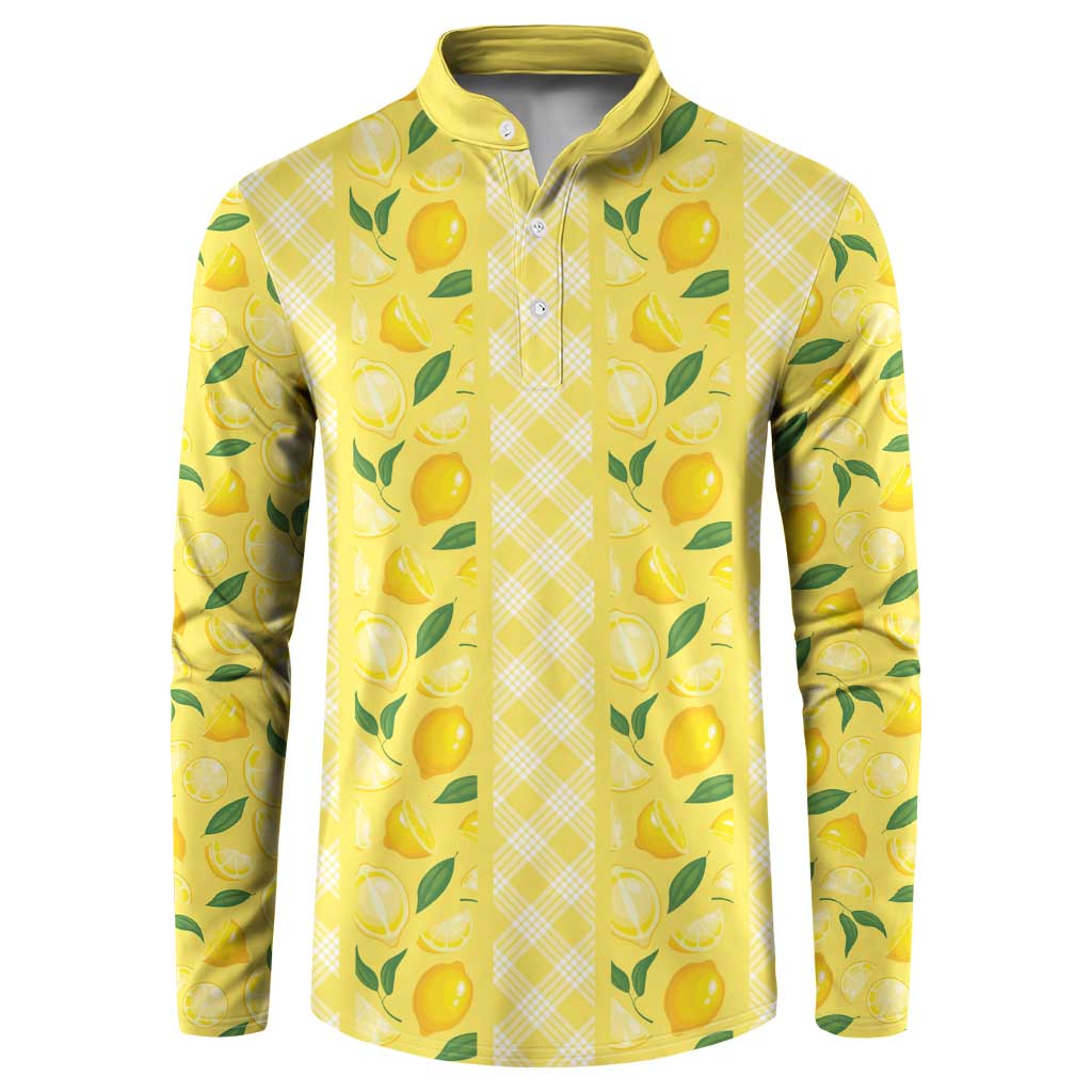 Hawaii Lemon Palaka Button Sweatshirt Striped Stylized LT01 Yellow - Polynesian Pride