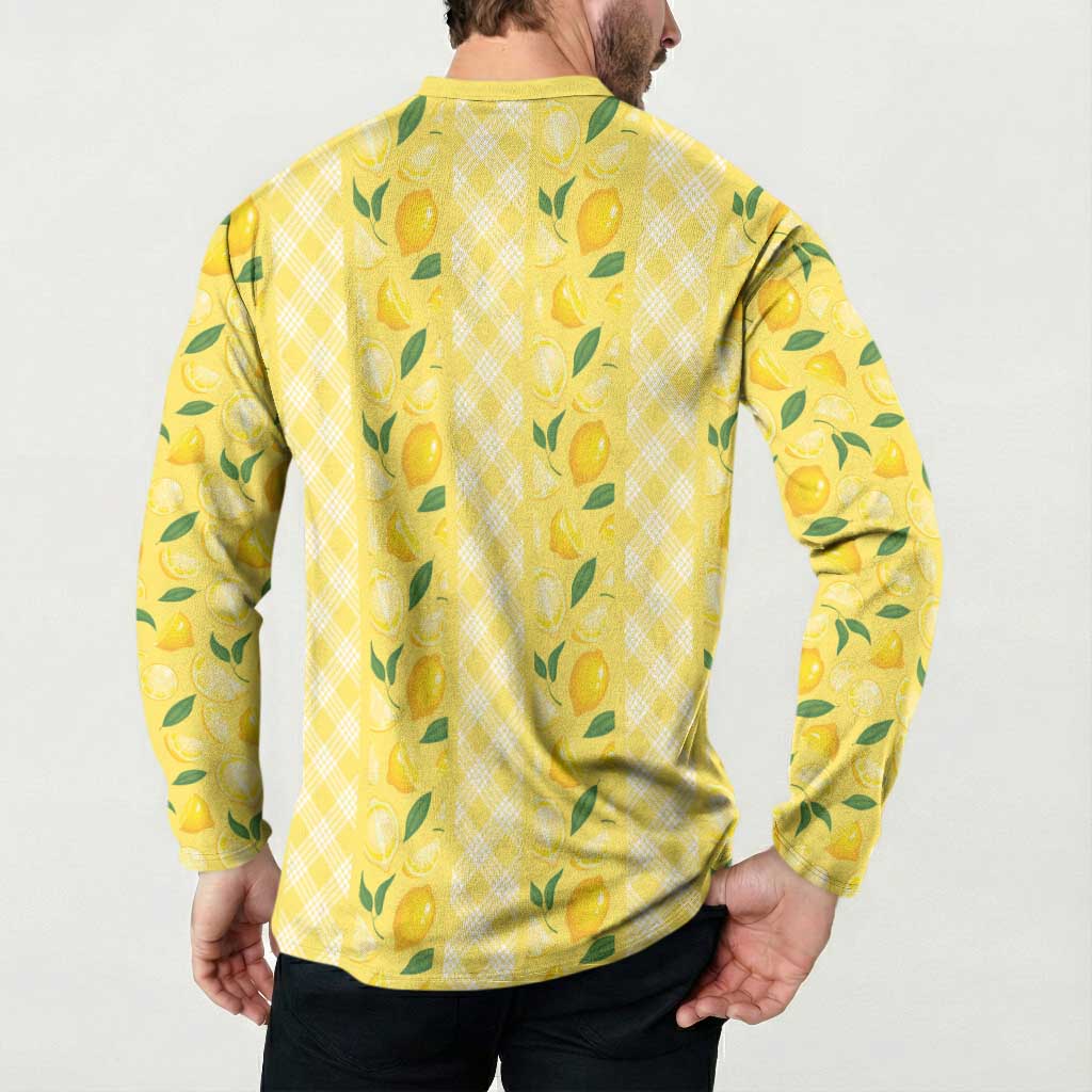 Hawaii Lemon Palaka Button Sweatshirt Striped Stylized LT01 - Polynesian Pride