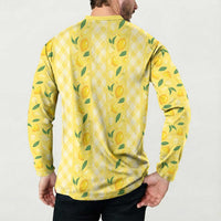 Hawaii Lemon Palaka Button Sweatshirt Striped Stylized LT01 - Polynesian Pride