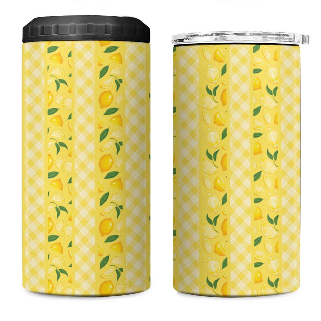 Hawaii Lemon Palaka 4 in 1 Can Cooler Tumbler Striped Stylized LT01 One Size: 16 oz Yellow - Polynesian Pride