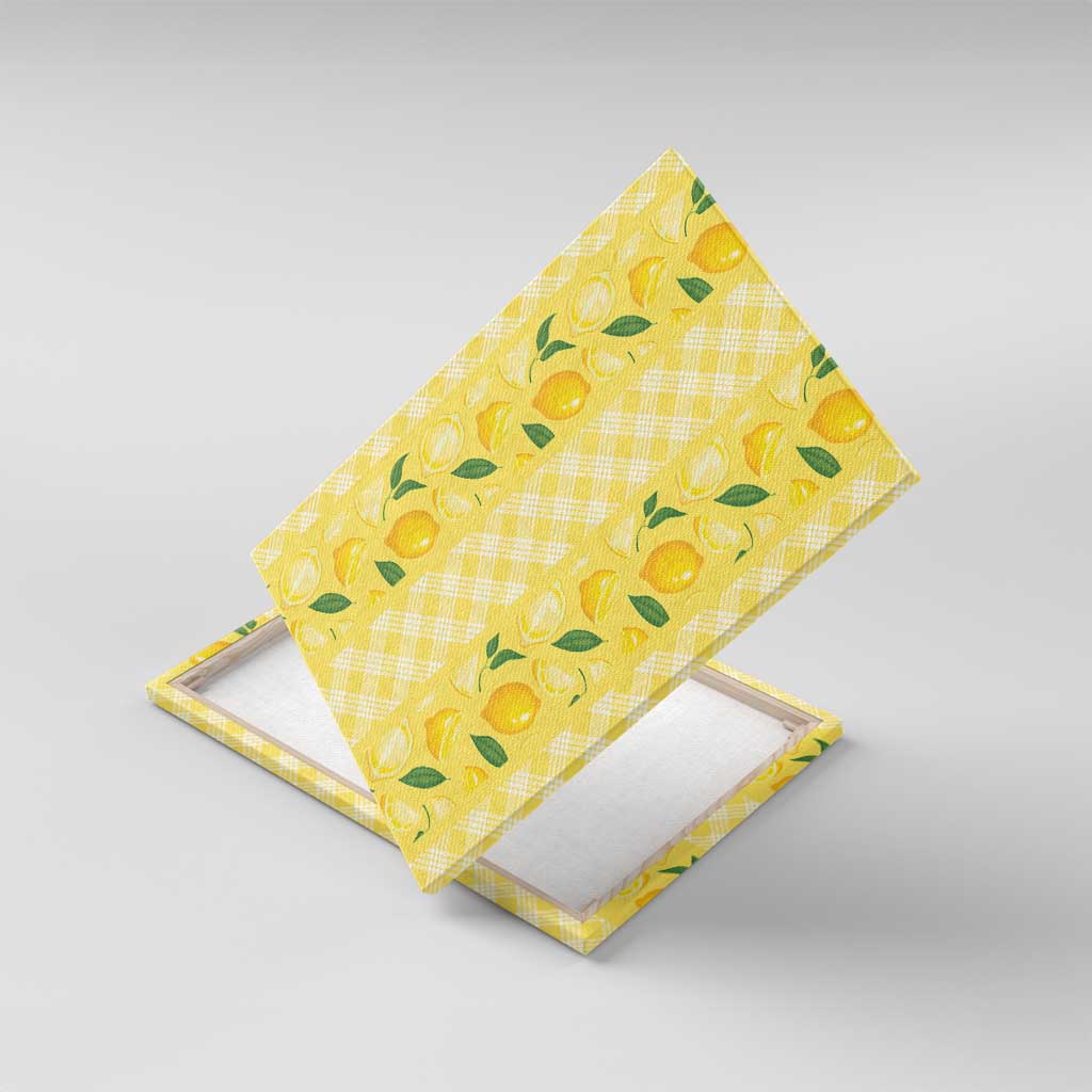 Hawaii Lemon Palaka Canvas Wall Art Striped Stylized LT01 With Frame Yellow - Polynesian Pride