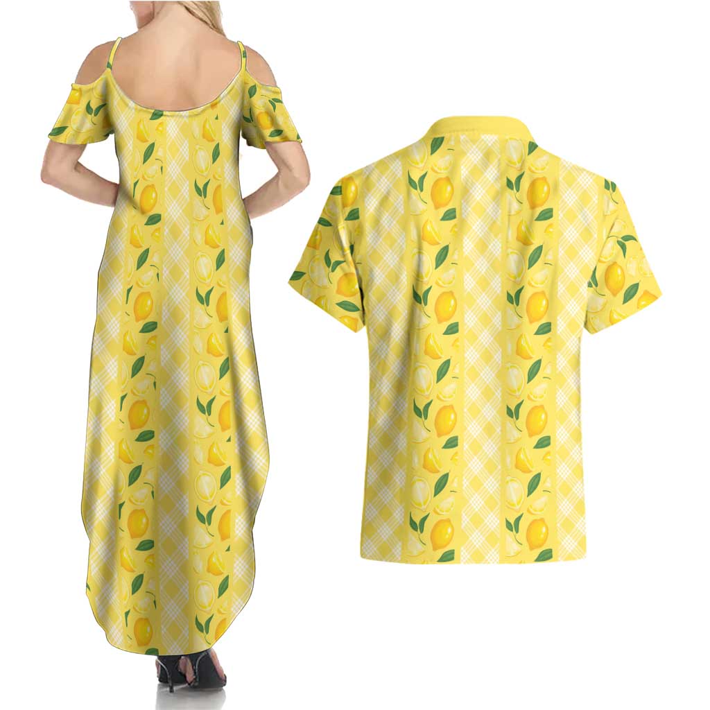 Hawaii Lemon Palaka Couples Matching Summer Maxi Dress and Hawaiian Shirt Striped Stylized LT01 - Polynesian Pride