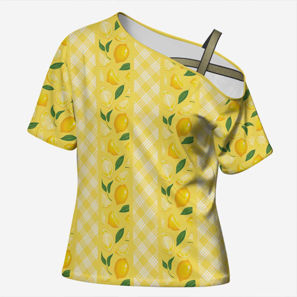 Hawaii Lemon Palaka Cross Shoulder Shirt Striped Stylized LT01 Female Yellow - Polynesian Pride