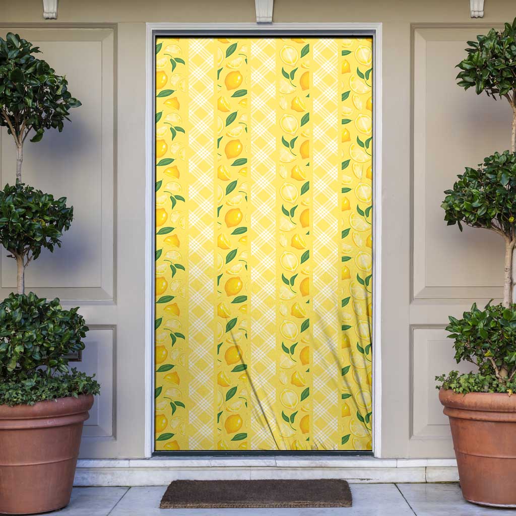 Hawaii Lemon Palaka Door Cover Striped Stylized LT01 Yellow - Polynesian Pride