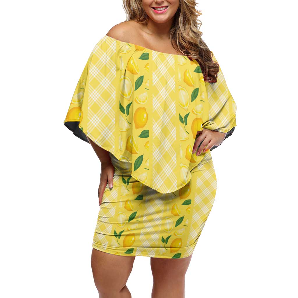 Hawaii Lemon Palaka Family Matching Off Shoulder Short Dress and Hawaiian Shirt Striped Stylized LT01 Mom's Dress Yellow - Polynesian Pride