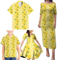 Hawaii Lemon Palaka Family Matching Puletasi and Hawaiian Shirt Striped Stylized LT01 - Polynesian Pride