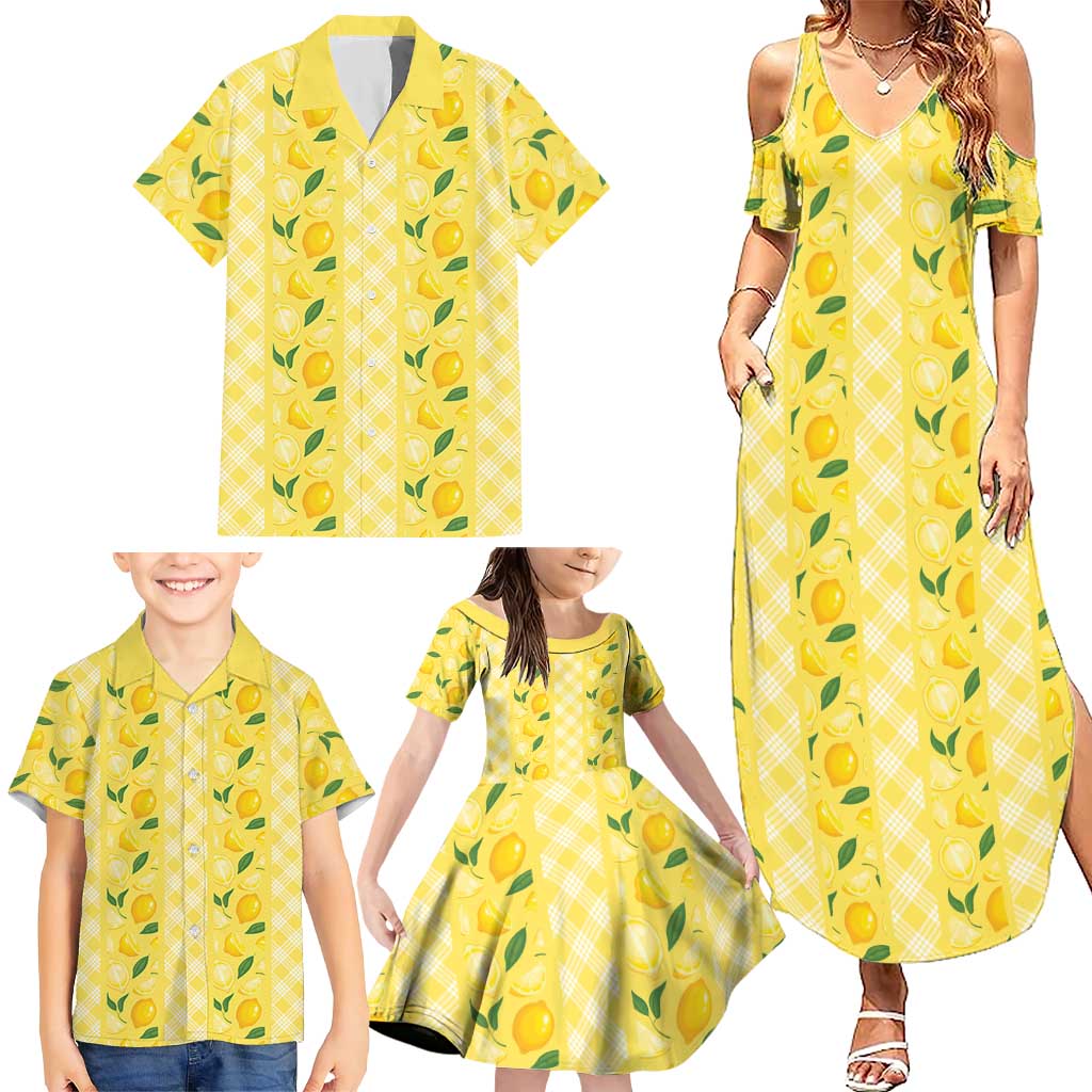 Hawaii Lemon Palaka Family Matching Summer Maxi Dress and Hawaiian Shirt Striped Stylized LT01 - Polynesian Pride