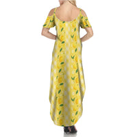 Hawaii Lemon Palaka Family Matching Summer Maxi Dress and Hawaiian Shirt Striped Stylized LT01 - Polynesian Pride