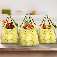 Hawaii Lemon Palaka Grocery Bag Striped Stylized LT01 3-pack One Size Yellow - Polynesian Pride