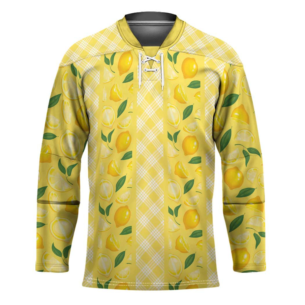 Hawaii Lemon Palaka Hockey Jersey Striped Stylized LT01 Unisex Yellow - Polynesian Pride