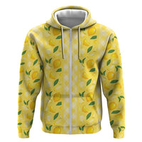 Hawaii Lemon Palaka Hoodie Striped Stylized LT01 Zip Hoodie Yellow - Polynesian Pride
