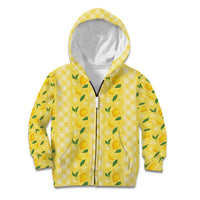 Hawaii Lemon Palaka Kid Hoodie Striped Stylized LT01 Zip Hoodie Yellow - Polynesian Pride