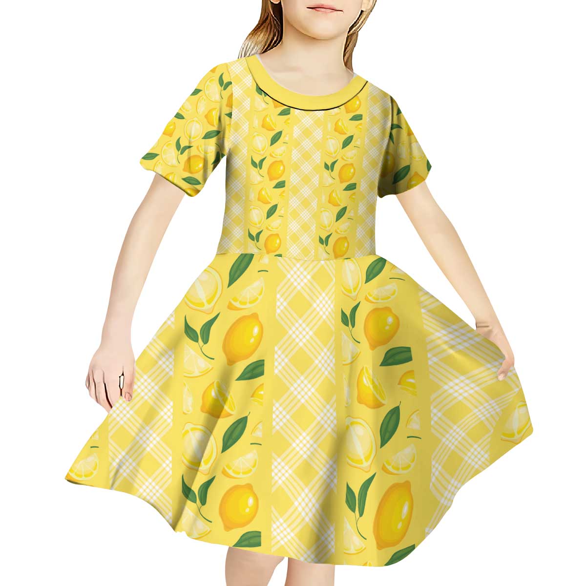 Hawaii Lemon Palaka Kid Short Sleeve Dress Striped Stylized LT01 - Polynesian Pride