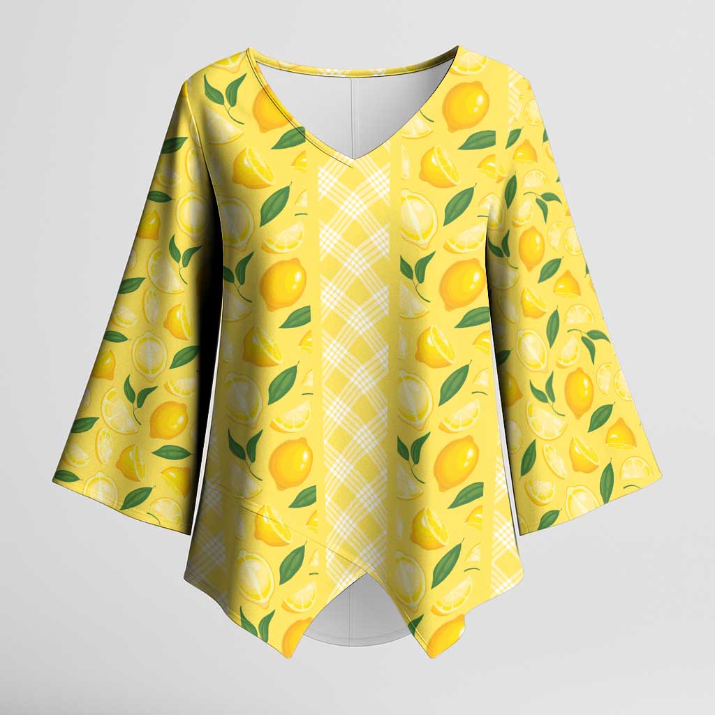 Hawaii Lemon Palaka Kimono Sleeve Blouse Striped Stylized LT01 Female Yellow - Polynesian Pride