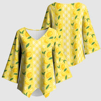 Hawaii Lemon Palaka Kimono Sleeve Blouse Striped Stylized LT01 - Polynesian Pride