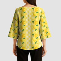 Hawaii Lemon Palaka Kimono Sleeve Blouse Striped Stylized LT01 - Polynesian Pride