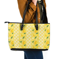 Hawaii Lemon Palaka Leather Tote Bag Striped Stylized LT01 - Polynesian Pride