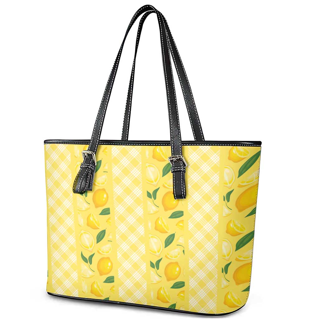 Hawaii Lemon Palaka Leather Tote Bag Striped Stylized LT01 - Polynesian Pride