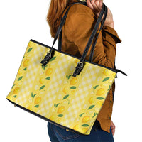 Hawaii Lemon Palaka Leather Tote Bag Striped Stylized LT01 - Polynesian Pride
