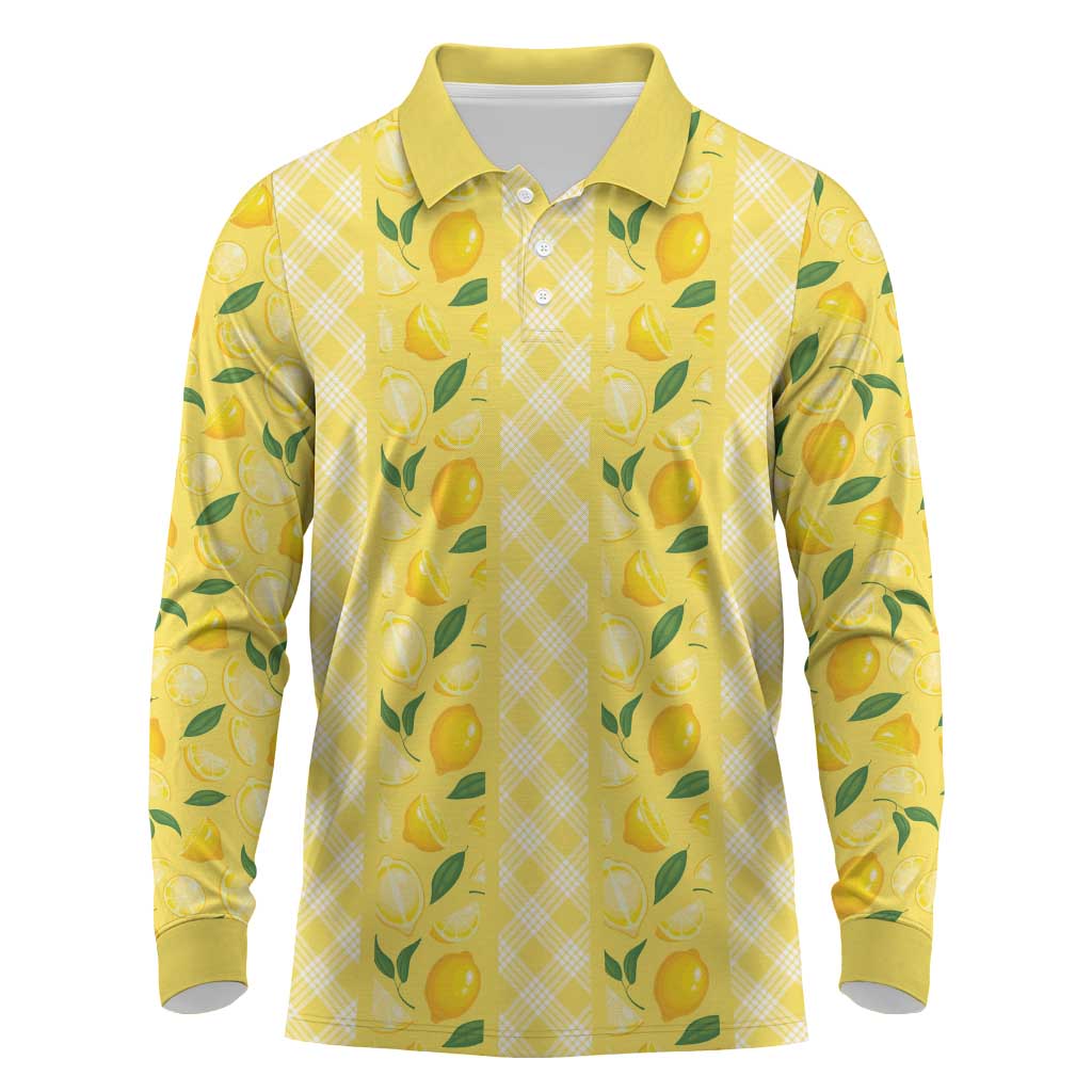 Hawaii Lemon Palaka Long Sleeve Polo Shirt Striped Stylized LT01 Yellow - Polynesian Pride