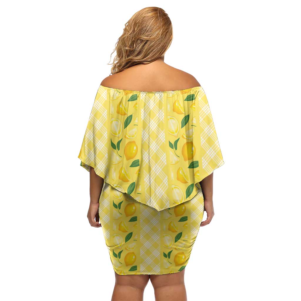 Hawaii Lemon Palaka Off Shoulder Short Dress Striped Stylized LT01 - Polynesian Pride