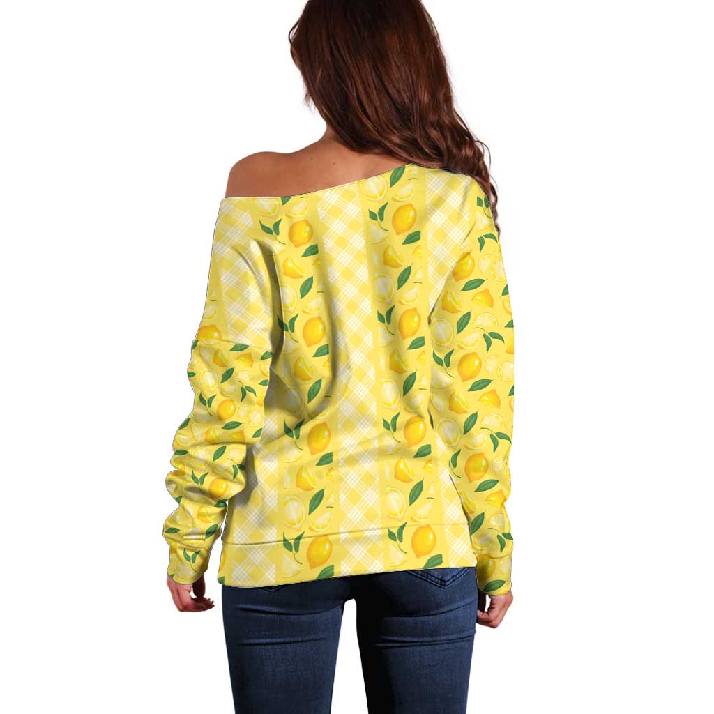 Hawaii Lemon Palaka Off Shoulder Sweater Striped Stylized LT01 - Polynesian Pride