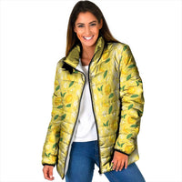 Hawaii Lemon Palaka Padded Jacket Striped Stylized LT01 Women Yellow - Polynesian Pride