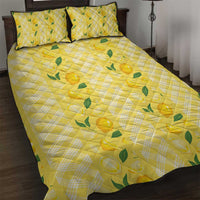 Hawaii Lemon Palaka Quilt Bed Set Striped Stylized