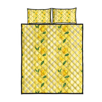 Hawaii Lemon Palaka Quilt Bed Set Striped Stylized