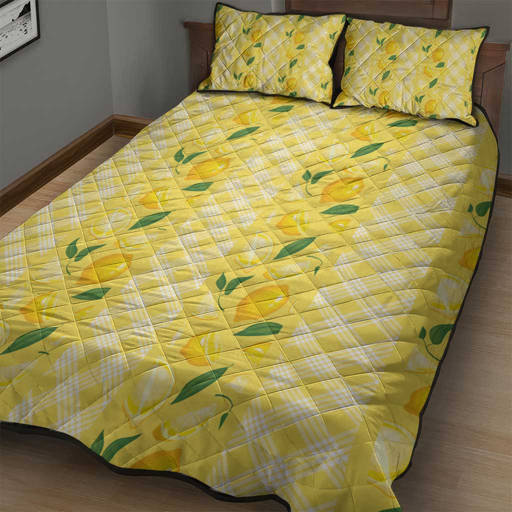 Hawaii Lemon Palaka Quilt Bed Set Striped Stylized