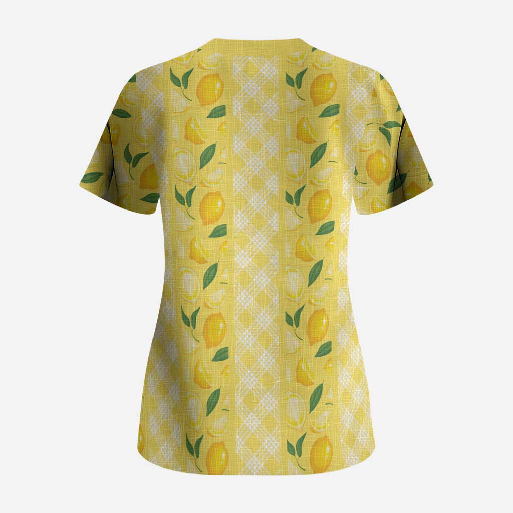 Hawaii Lemon Palaka Scrub Top Striped Stylized LT01 - Polynesian Pride