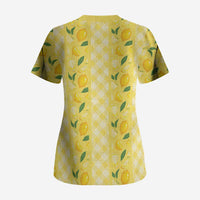 Hawaii Lemon Palaka Scrub Top Striped Stylized LT01 - Polynesian Pride