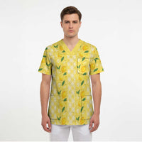 Hawaii Lemon Palaka Scrub Top Striped Stylized LT01 - Polynesian Pride