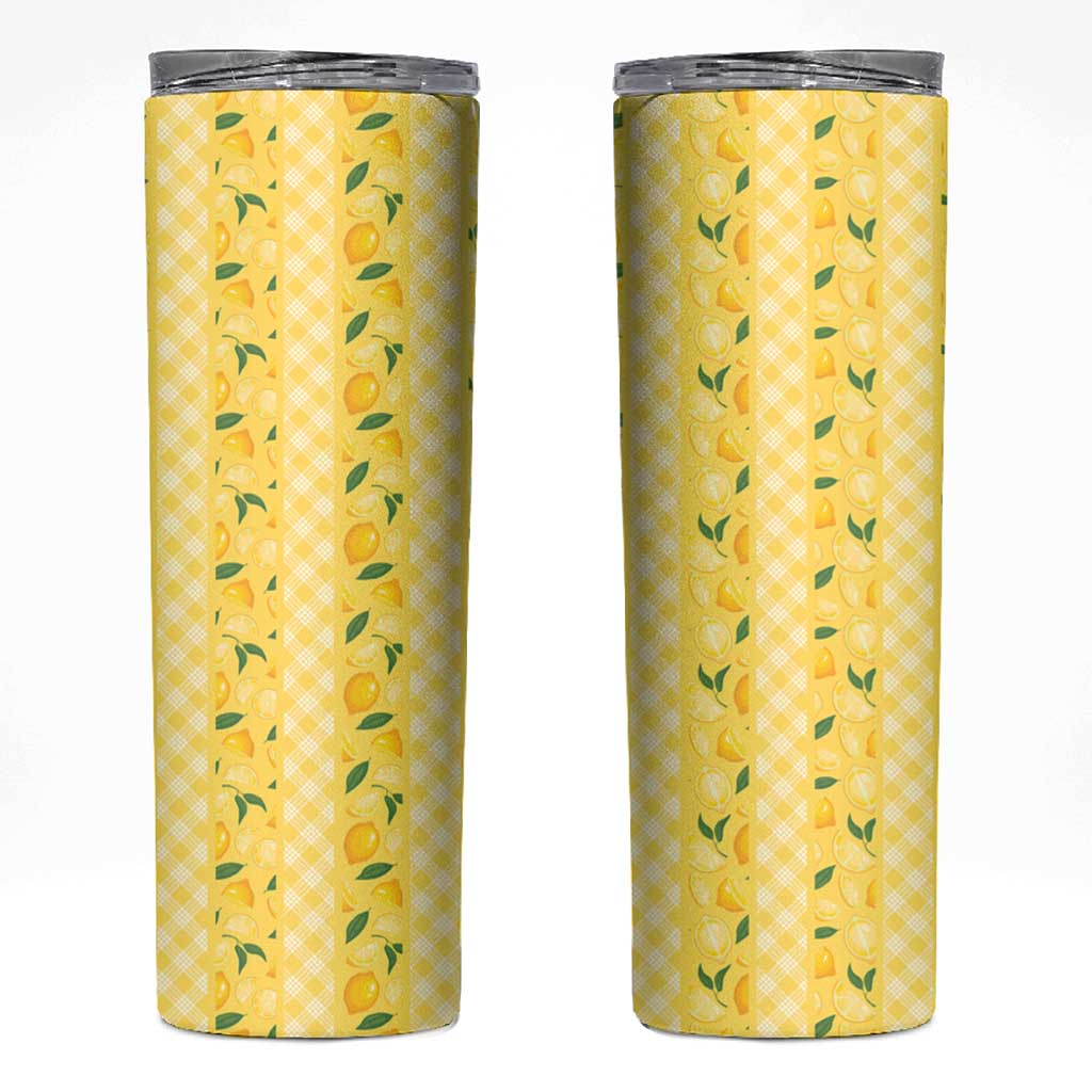 Hawaii Lemon Palaka Skinny Tumbler Striped Stylized LT01 Yellow - Polynesian Pride