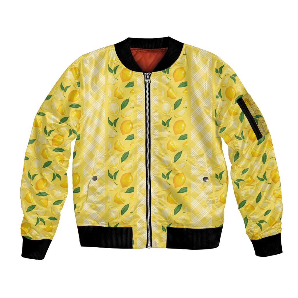 Hawaii Lemon Palaka Sleeve Zip Bomber Jacket Striped Stylized LT01 Unisex Yellow - Polynesian Pride