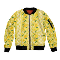 Hawaii Lemon Palaka Sleeve Zip Bomber Jacket Striped Stylized LT01 Unisex Yellow - Polynesian Pride