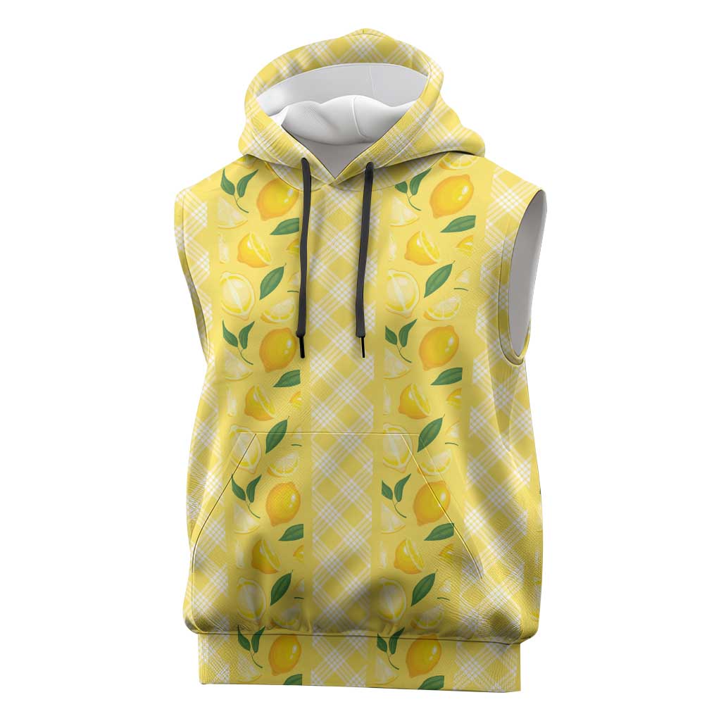 Hawaii Lemon Palaka Sleeveless Hoodie Striped Stylized LT01 Yellow - Polynesian Pride