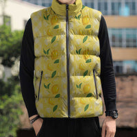 Hawaii Lemon Palaka Sleeveless Puffer Jacket Striped Stylized LT01 - Polynesian Pride